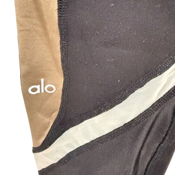 Alo Yoga Elevate Leggings Size M Black Tan Mesh Insert Hi Rise - Picture 3 of 9